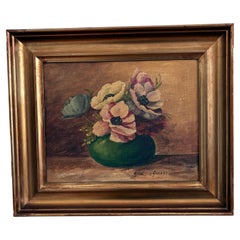 Vintage Original Floral Oil Painting, Signed Flower Art