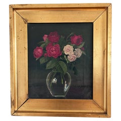 Vintage Original Floral Rose Still Life Oil Painting