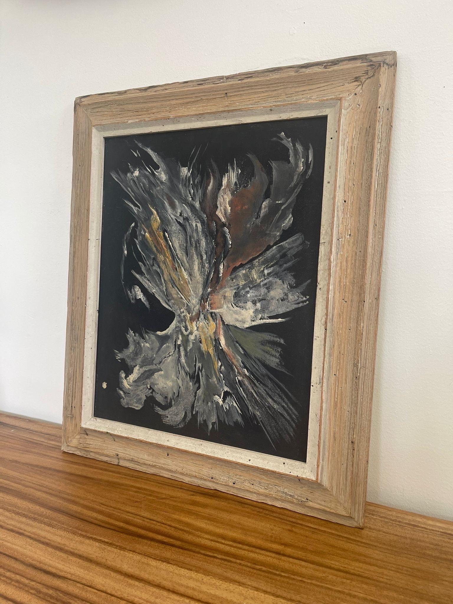 Mid-Century Modern Vieille peinture abstraite originale encadrée sur toile. en vente