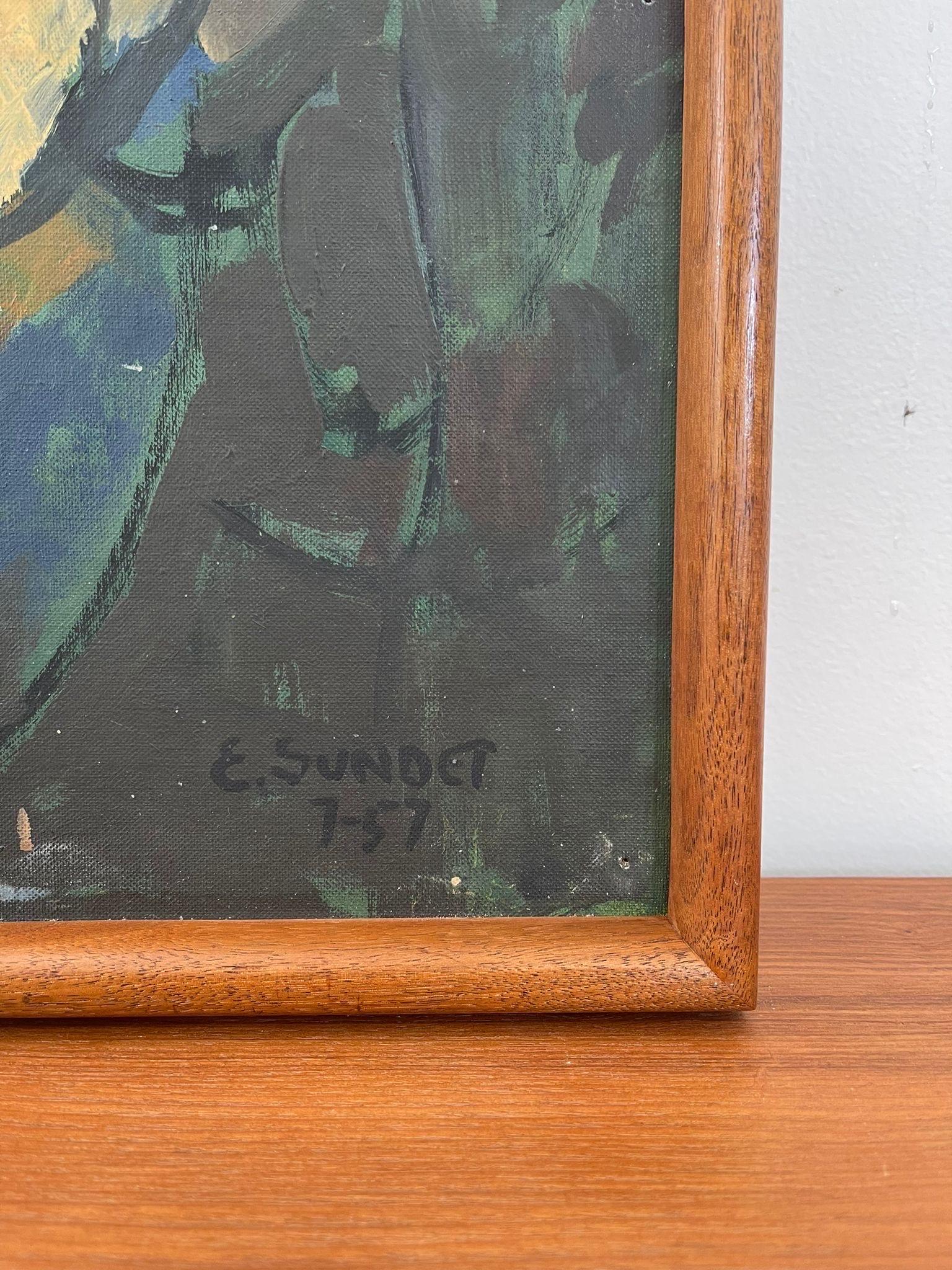 Original gerahmtes und signiertes abstraktes Vintage-Kunstwerk aus der Mitte des Jahrhunderts. im Zustand „Gut“ im Angebot in Seattle, WA