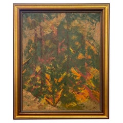 Original gerahmtes und signiertes abstraktes Vintage-Kunstwerk aus der Mitte des Jahrhunderts.