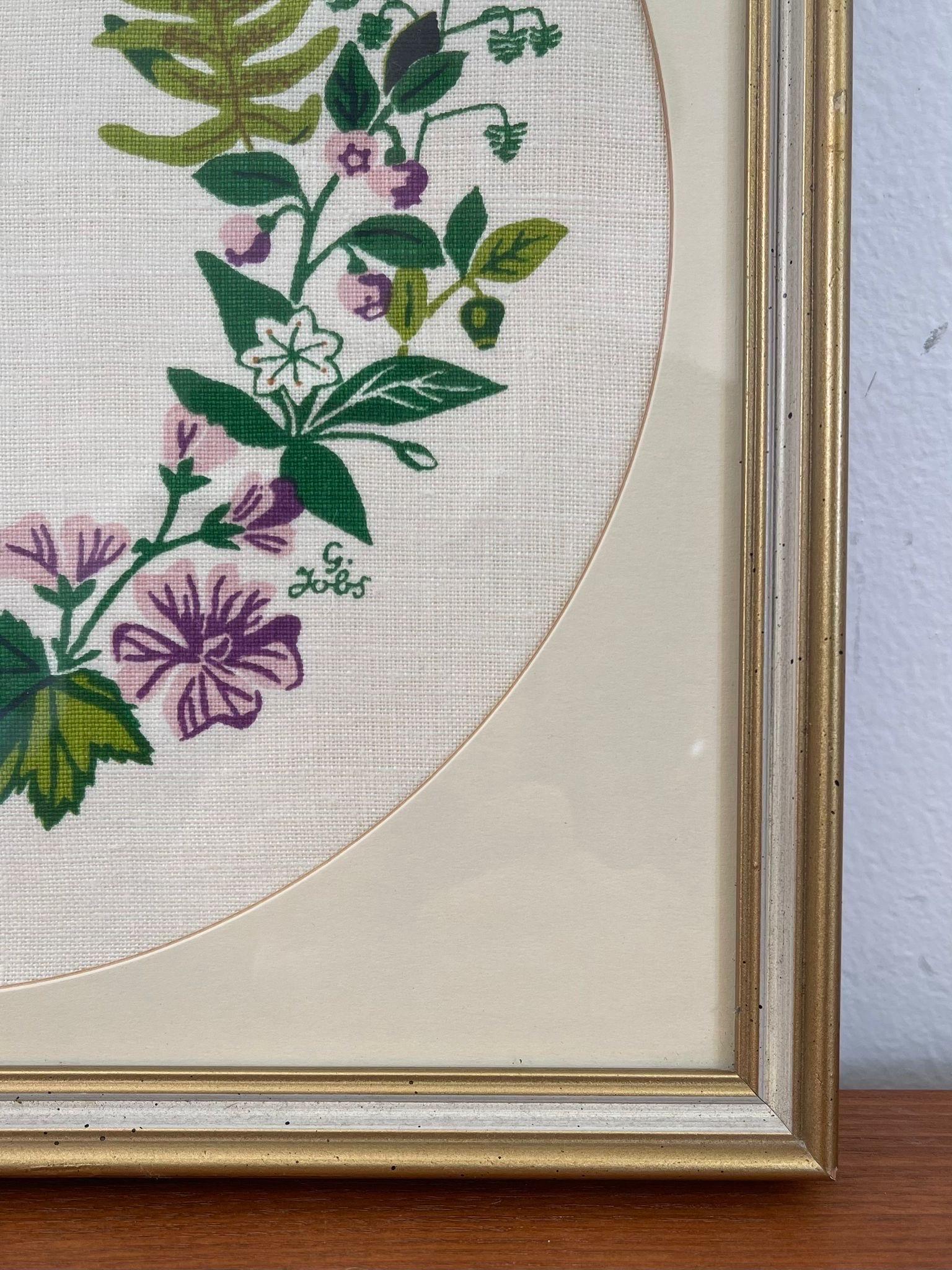 Vintage Original Framed and Signed Floral Wreath Artwork. For Sale 1