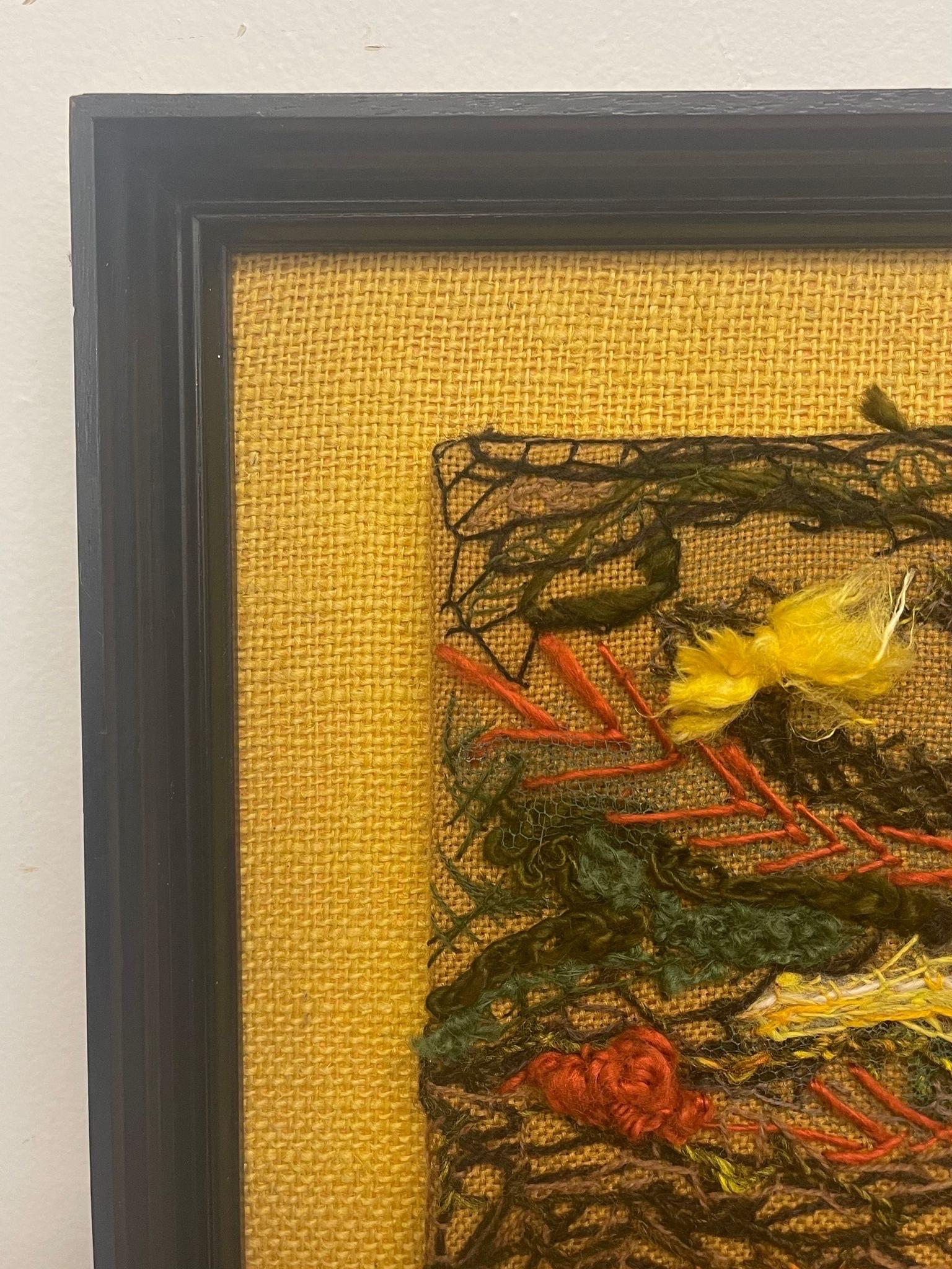 Vintage Original Framed Mid Century Modern Style Textile Artwork In Good Condition For Sale In Seattle, WA