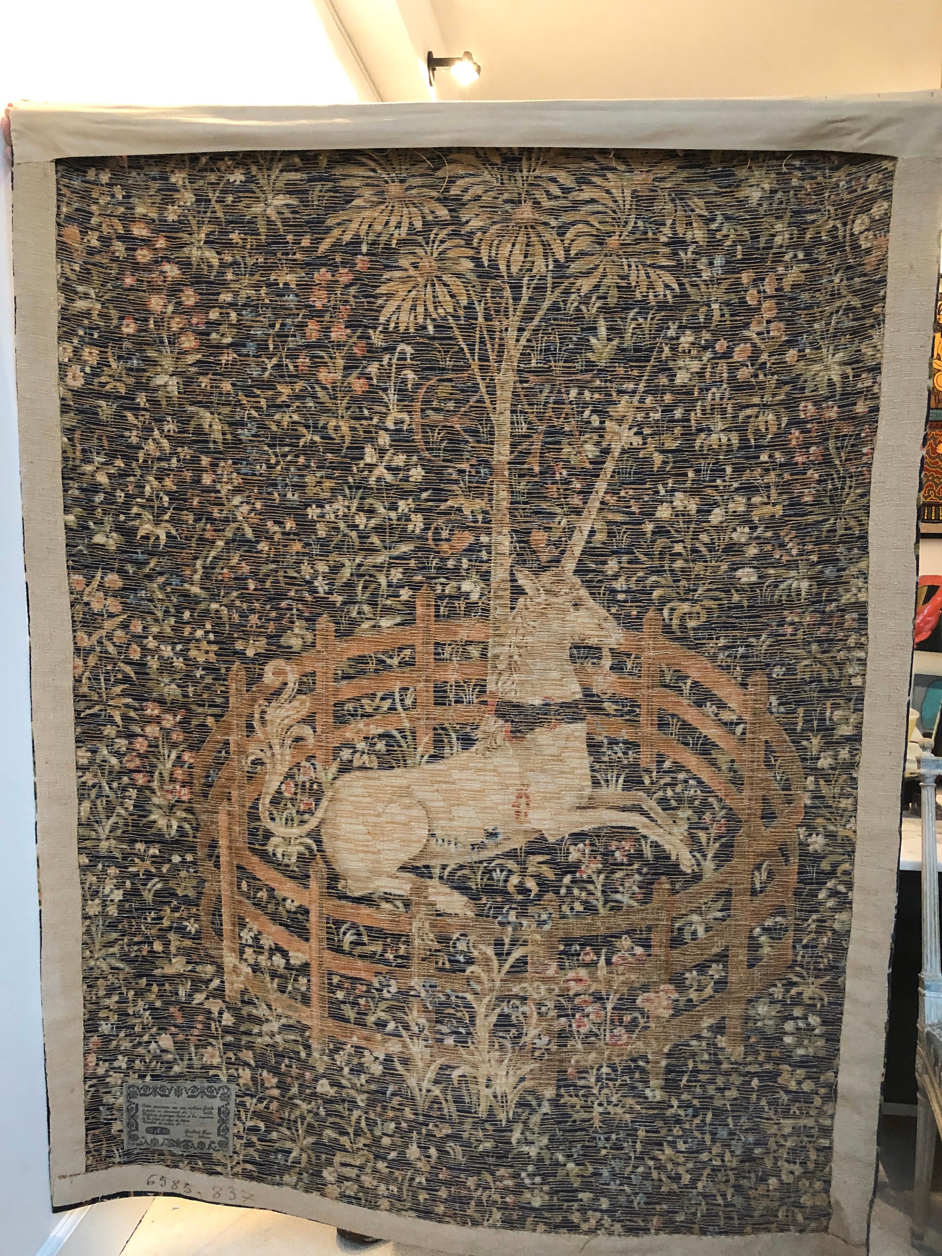 Vintage Original French Aubusson Tapestry the Unicorn Captives Numbered 7