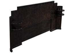 Vintage Original French Burl Art Deco Queen Size Headboard