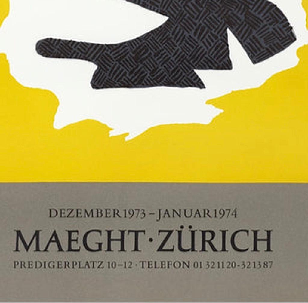 Vintage Original Georges Braque Exhibition Poster 3 Birds Gallery Maeght Zurich In Good Condition For Sale In St.Petersburg, FL