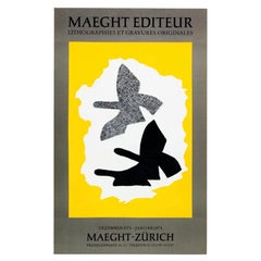 Poster originale d'epoca di Georges Braque per la mostra 3 Birds Gallery Maeght Zurigo