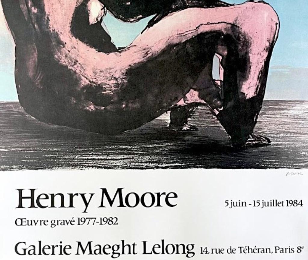 Francese Poster originale d'epoca per la mostra di Henry Moore, Donna reclinata, Gallery Maeght in vendita