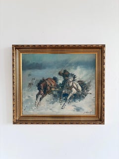 Vintage Original Horse Oil Painting, Large Signed Equestrian Wall Art