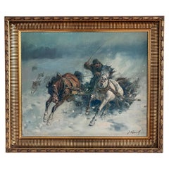 Vintage Original Horse Oil Painting, Large Signed Equestrian Wall Art