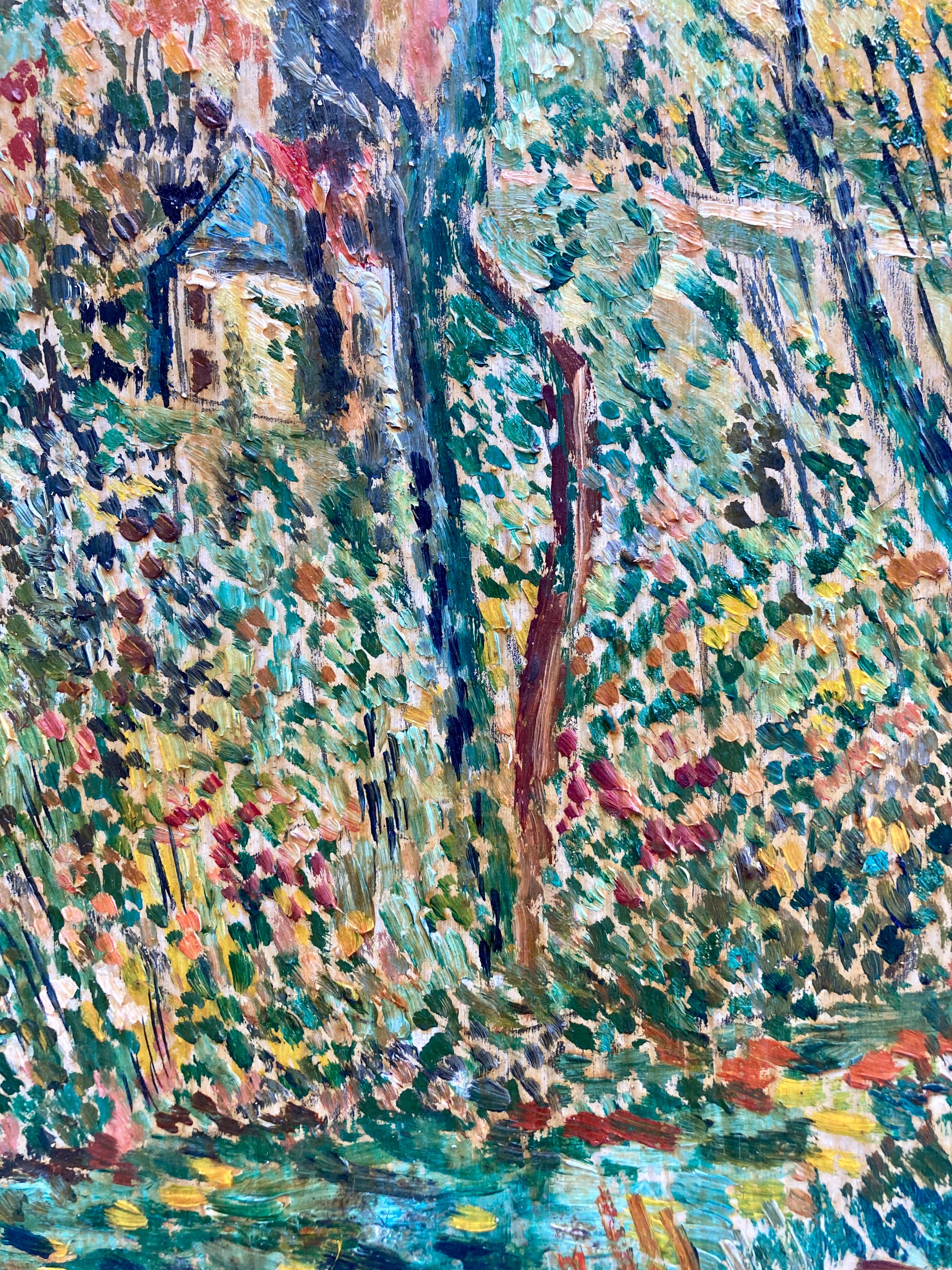 Peint à la main Peinture à l'huile néo-impressionniste originale de France signée par l'artiste en vente