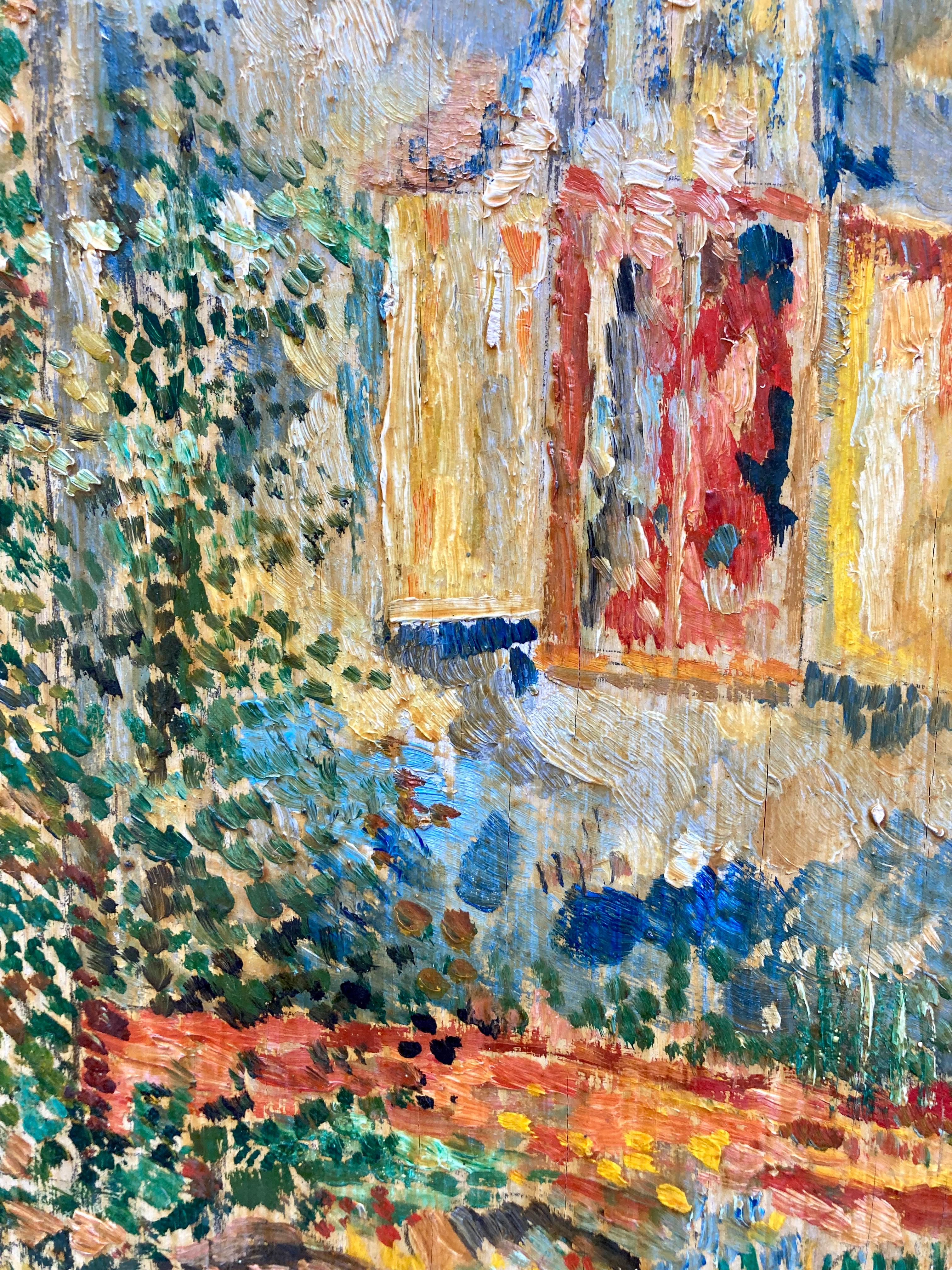 Peinture à l'huile néo-impressionniste originale de France signée par l'artiste Bon état - En vente à COLMAR, FR