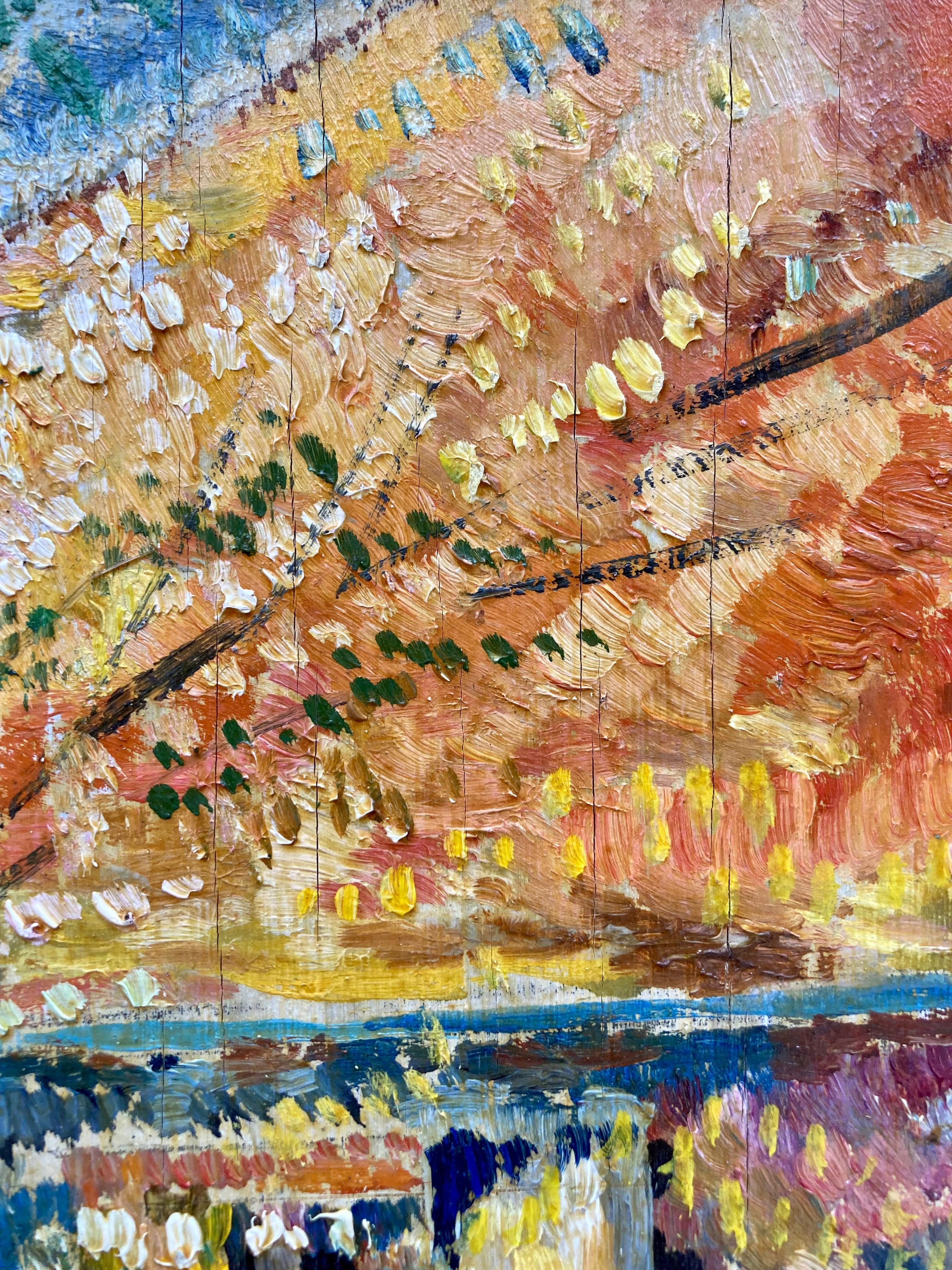 Peinture à l'huile néo-impressionniste originale de France signée par l'artiste en vente 1