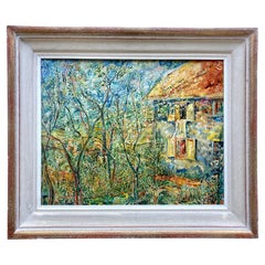 Peinture à l'huile néo-impressionniste originale de France signée par l'artiste
