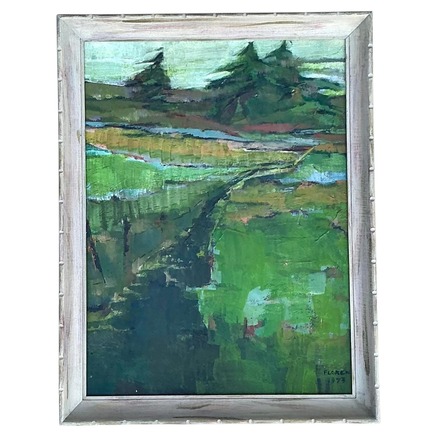 Vintage Original Landschaft Öl auf Leinwand