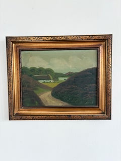 Vintage Original Landscape Oil Painting, Signed Countryside Cottage Art