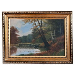 Vintage Original Landscape Oil Painting, Signed Farmhouse Art