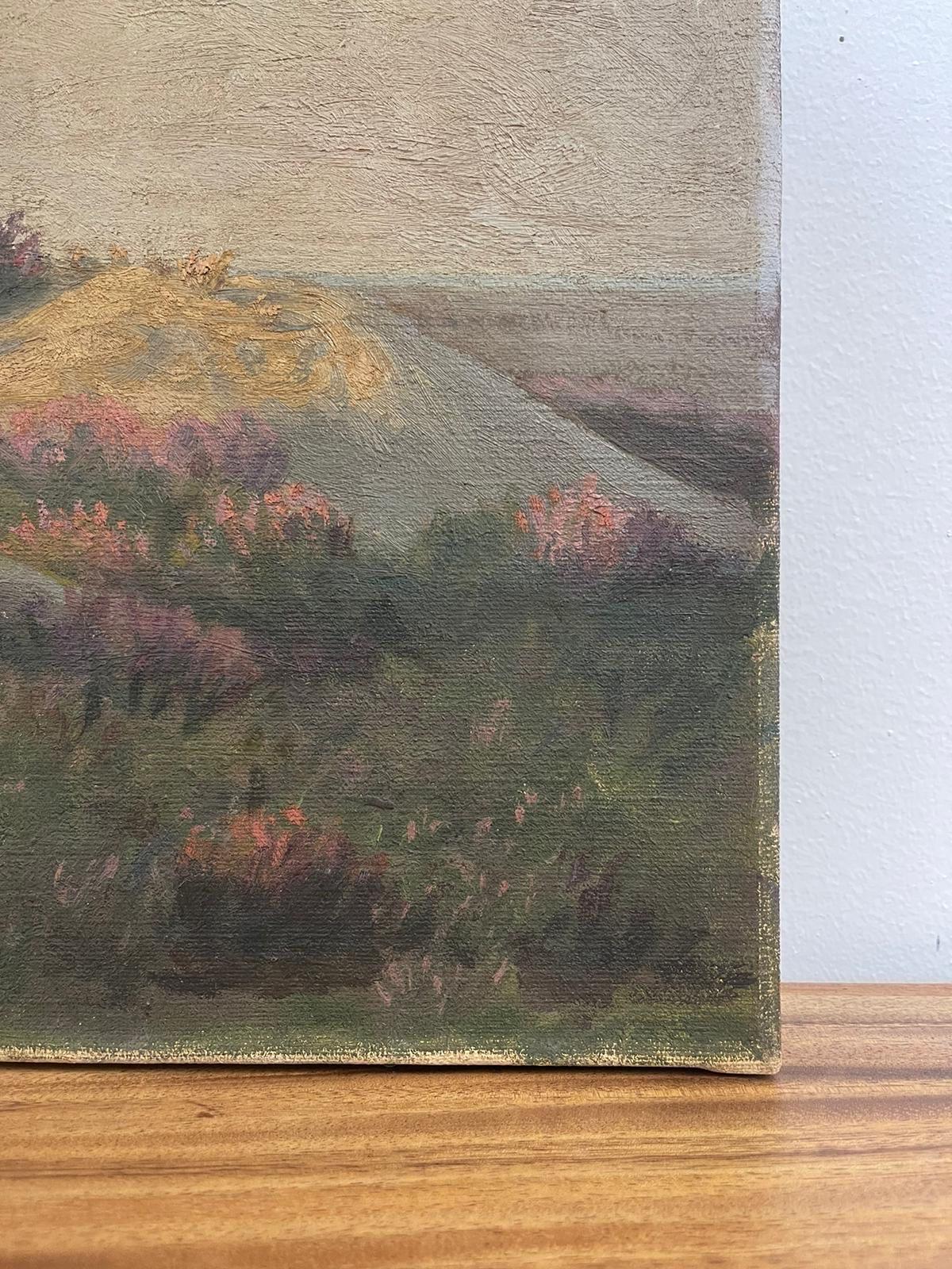Vintage Original Landscape Scenic Painting Possibly French. In Good Condition For Sale In Seattle, WA