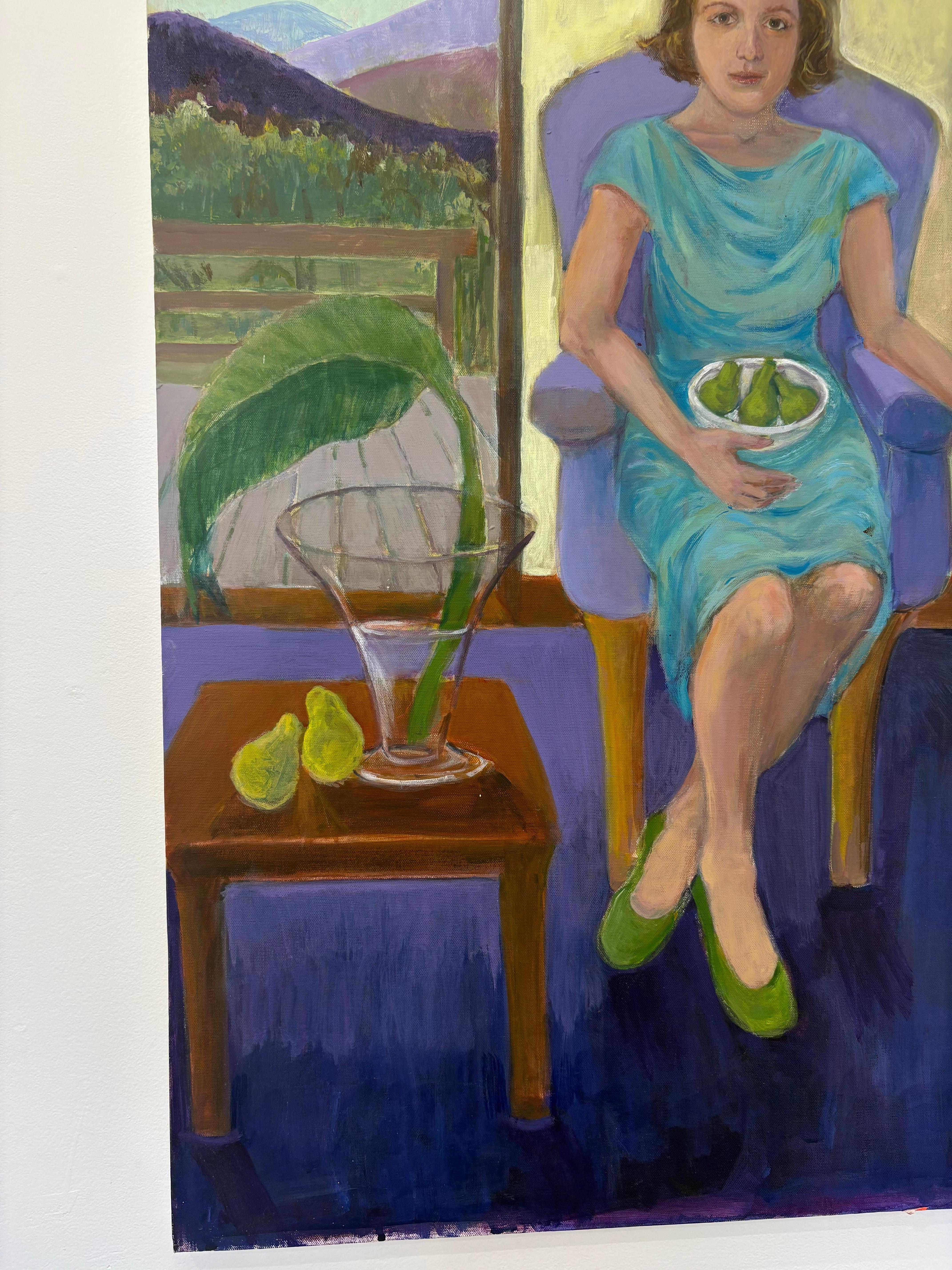 Mid-Century Modern Grande peinture murale originale de portraits figuratifs du milieu du siècle dernier  24x36
