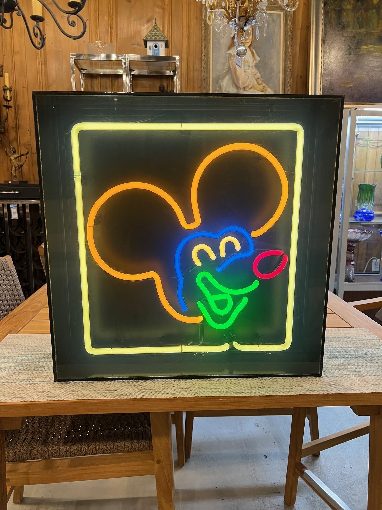 American Vintage Original Mickey Mouse Neon Sign Framed  For Sale