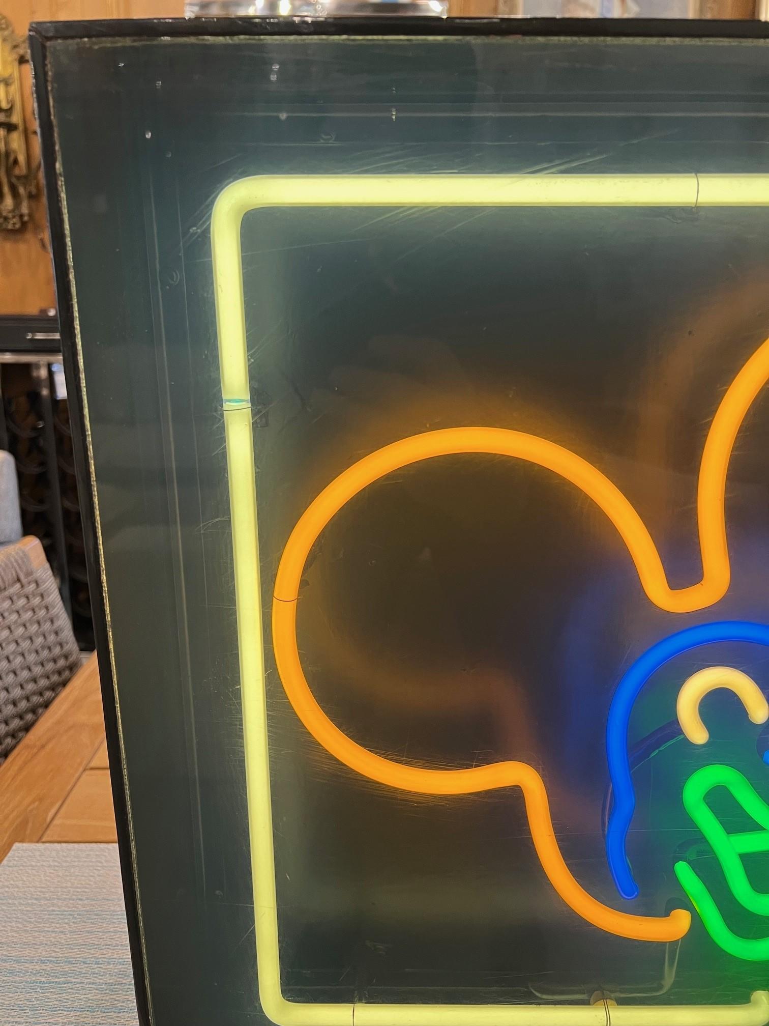 Vintage Original Mickey Mouse Neon Sign Framed  In Good Condition For Sale In Stamford, CT