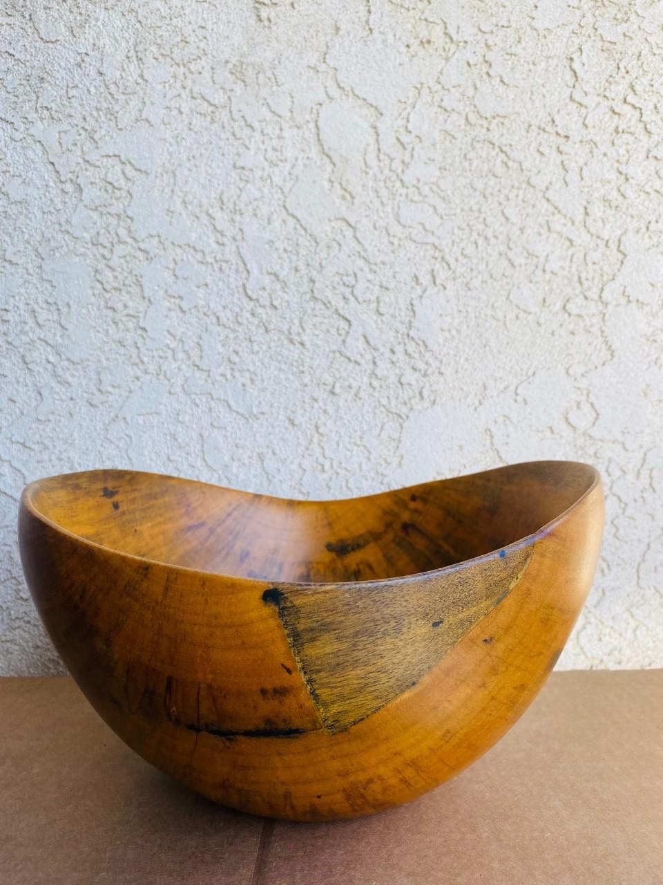 Vintage Original Mid-Century David Auld Hand Carved Wooden Bowl For Sale 2