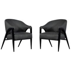 Pareja de sillones Club originales vintage de mediados de siglo
