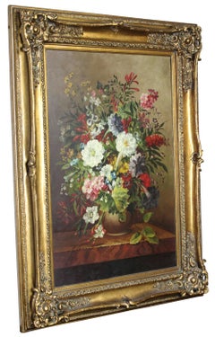 Vintage Original Mora Floral Still Life Bouquet Oil Painting Ornate Gold Frame 4