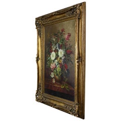 Vintage Original Mora Floral Still Life Bouquet Oil Painting Ornate Gold Frame 4