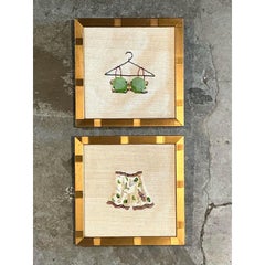 Costume da bagno originale vintage a punta d'ago - set da 2