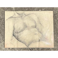 Vintage Original Nude Male Sketch