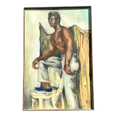 Vintage Original Oil Figural on Canvas