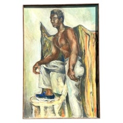 Vintage Original Oil Figural on Canvas