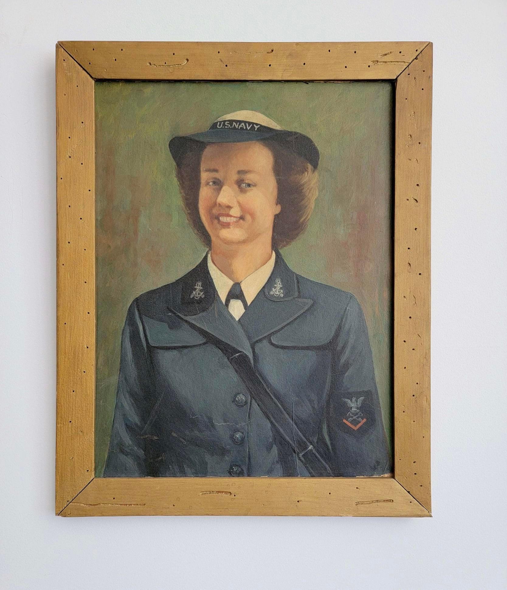 20th Century Vintage Original Oil on Board of Smiling Soldier For Sale