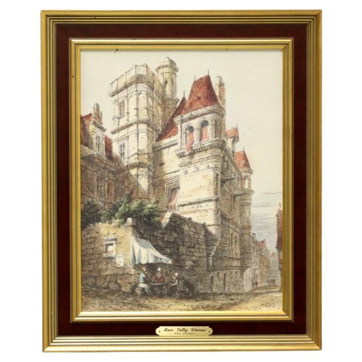 20 Century Original Oil on Canvas - Loire Valley Chateaux - Unknown Artist - B For Sale