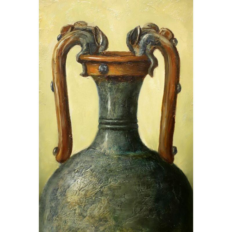 Other 20th Century Original Oil on Canvas Painting - Urn with Grapes - Signed H Delff For Sale