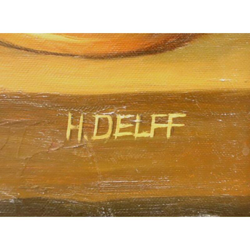 20th Century Original Oil on Canvas Painting - Urn with Grapes - Signed H Delff In Good Condition For Sale In Charlotte, NC