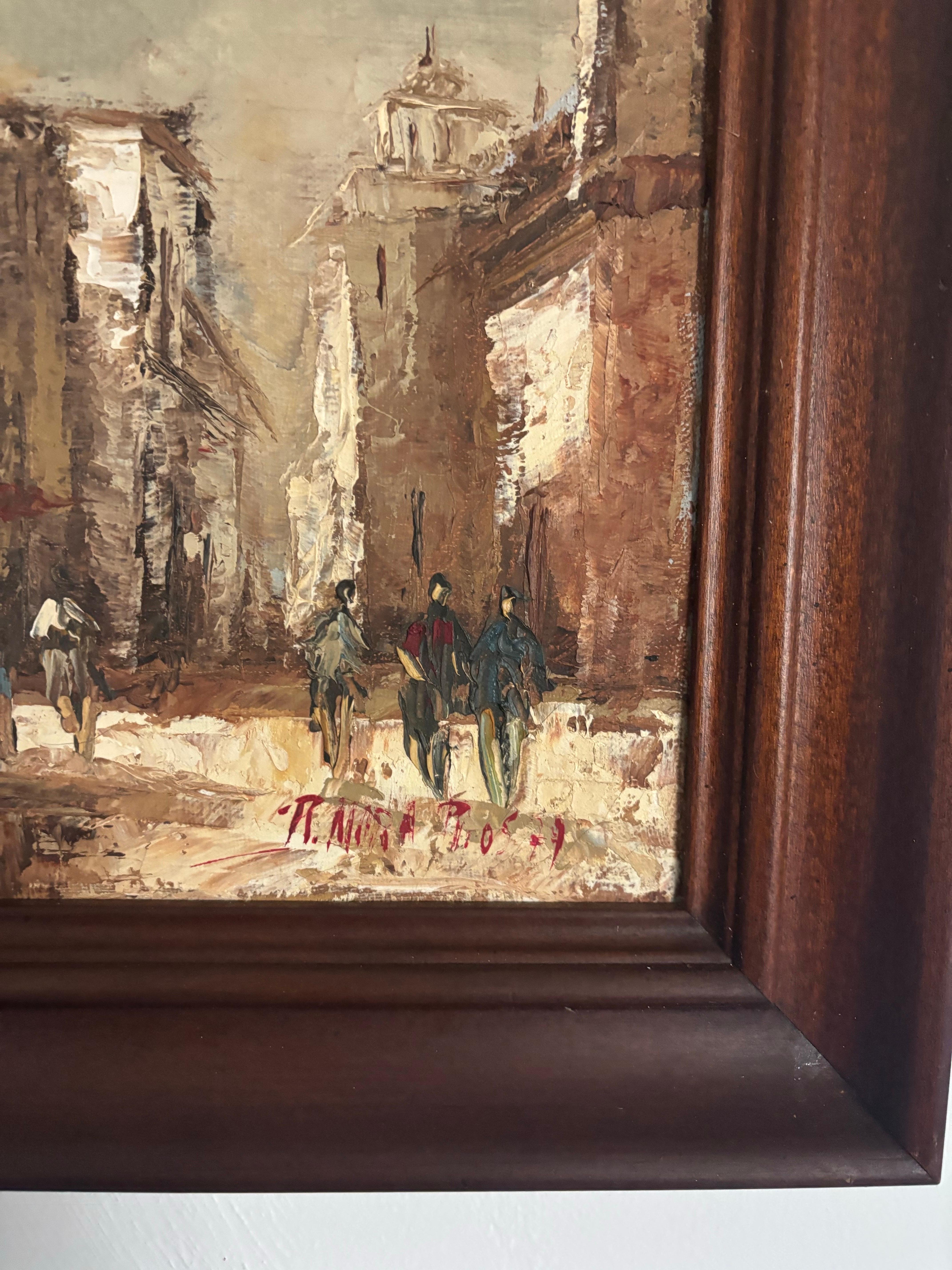 Original Ölgemälde von José Alberto Mora, Venezuela, 1970er Jahre (Holz) im Angebot