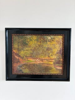 Vintage Original Oil Painting Forest Landscape