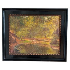 Vintage Original Oil Painting Forest Landscape