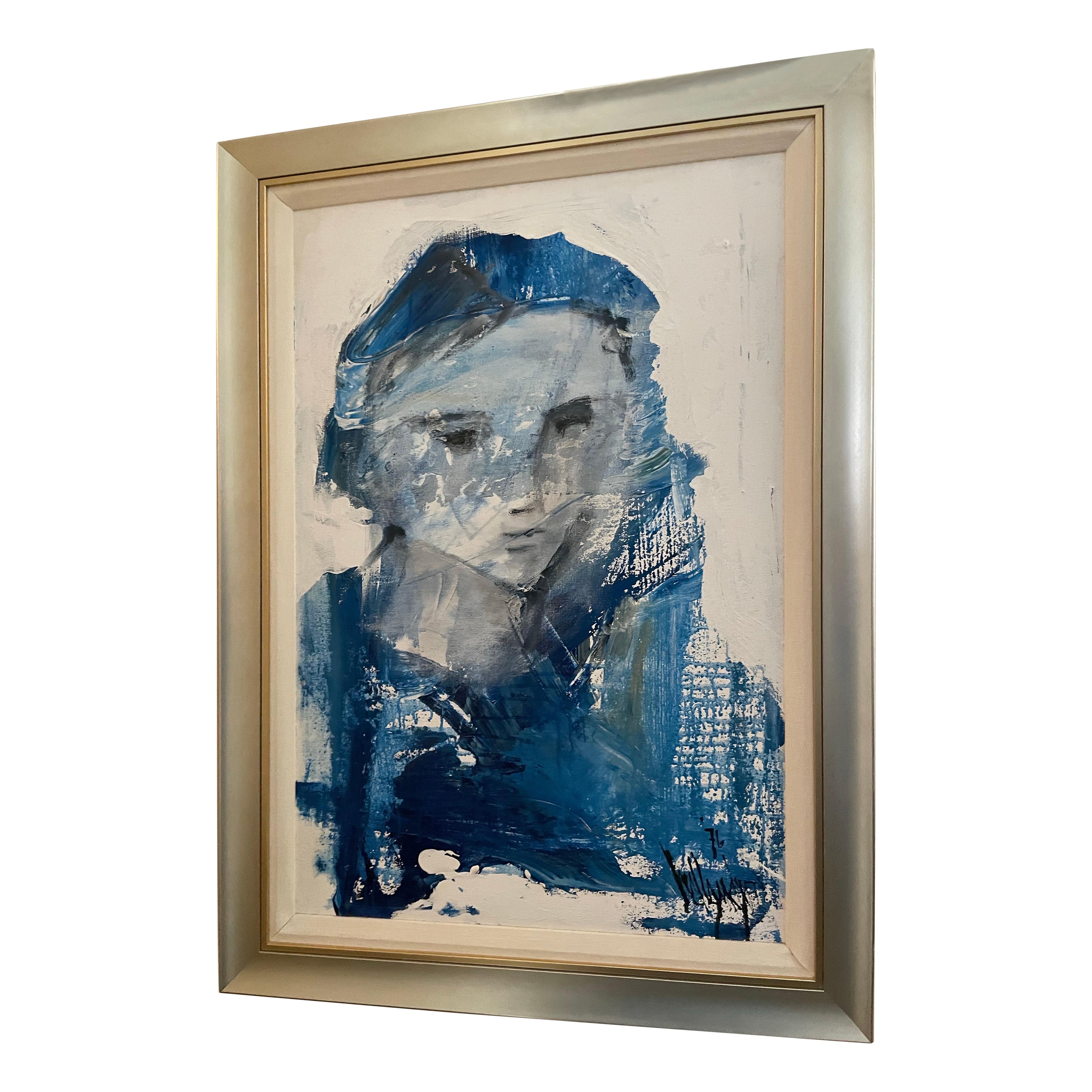 Vintage Original Ölgemälde von "Blue Boy" von Gino Hollander im Angebot