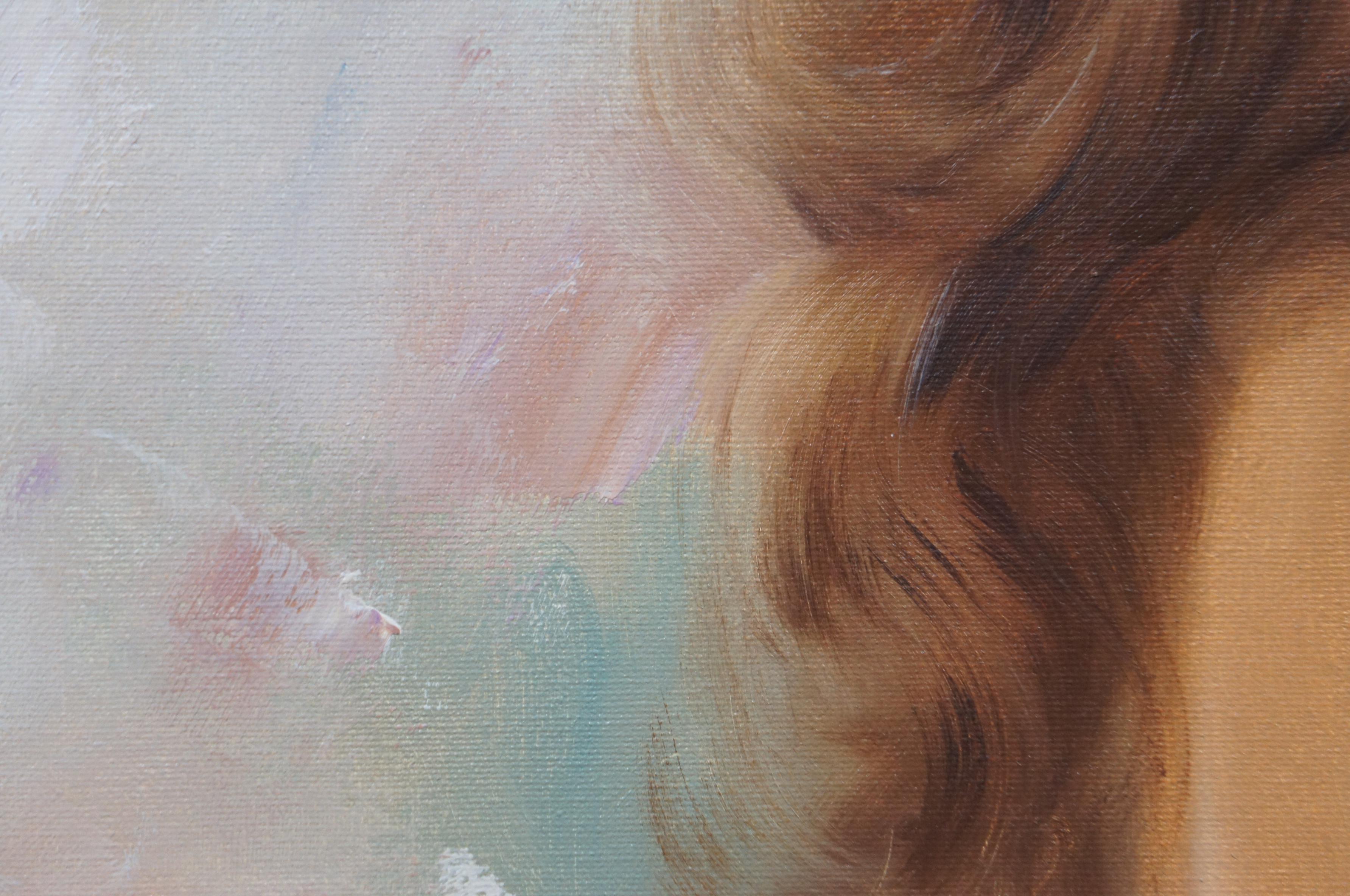 Vintage Original Oil Painting on Canvas Nude Painting Portrait by Kelvin 4