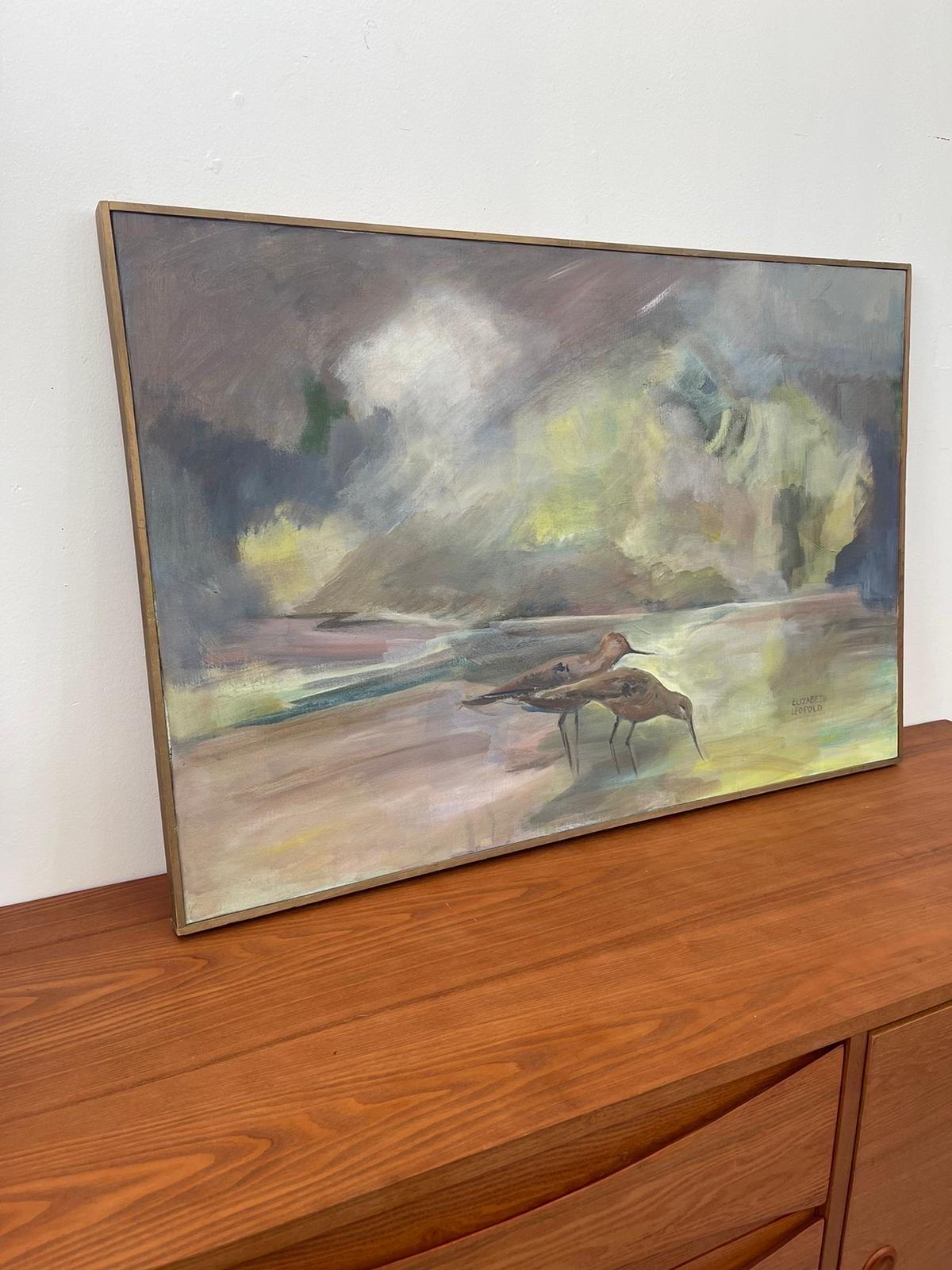 Elizabeth Leopold ( b.1916 ) painted this Circa 1960. Oil Painting on Canvas. Vintage Condition Consistent with Age as Pictured. 
 
Dimensions. 36 1/2 W ; 24 1/2 H