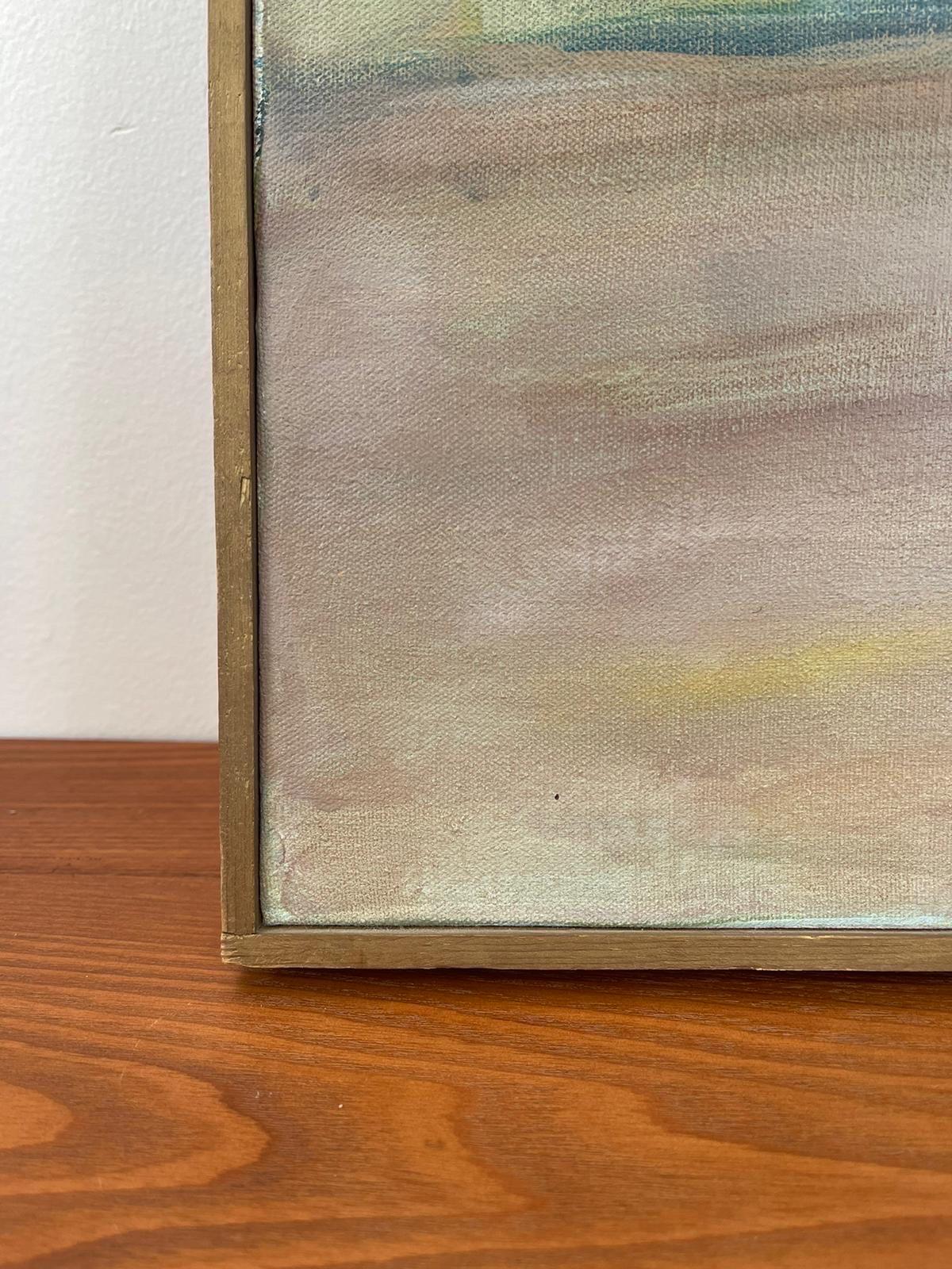 Canvas Vintage Original Oil Painting Within Wooden Frame by Elizabeth Leopold. For Sale