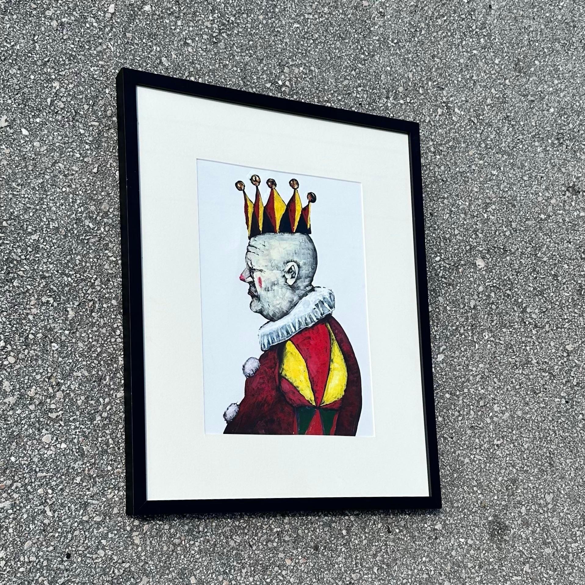 North American Vintage Original Oil Portrait of Jester For Sale