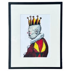 Vintage Original Oil Portrait of Jester