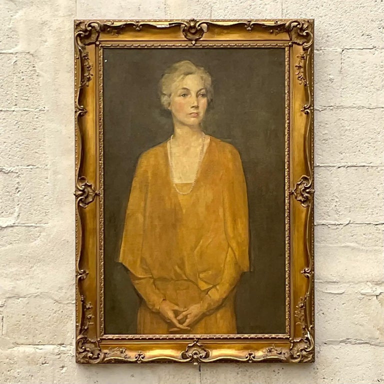 Vintage Original Oil Portrait of Woman For Sale at 1stDibs