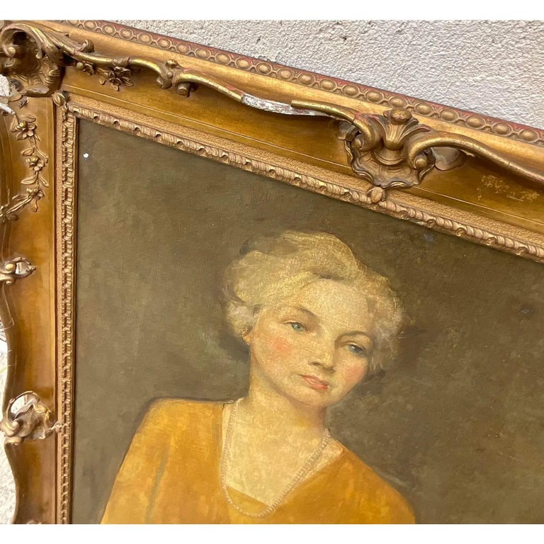 Vintage Original Oil Portrait of Woman For Sale at 1stDibs