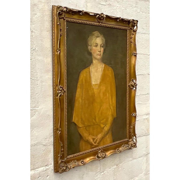 Vintage Original Oil Portrait of Woman For Sale at 1stDibs