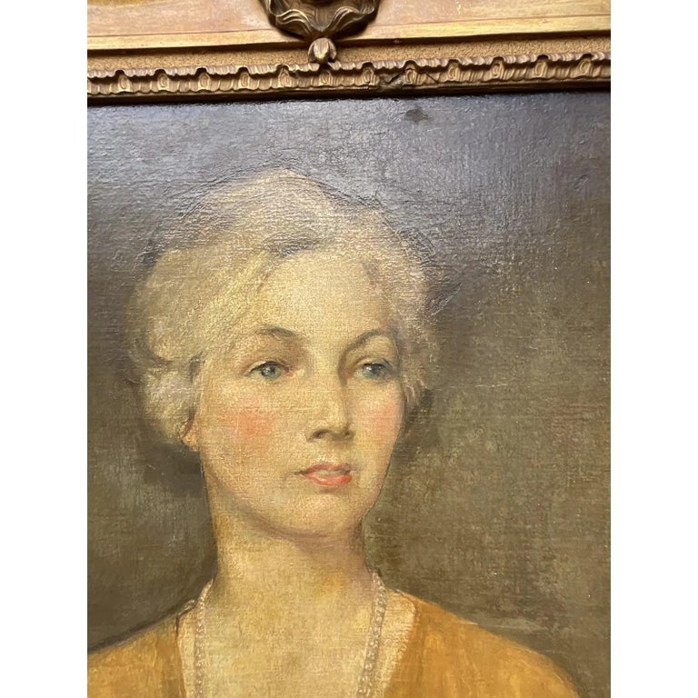 Vintage Original Oil Portrait of Woman For Sale at 1stDibs